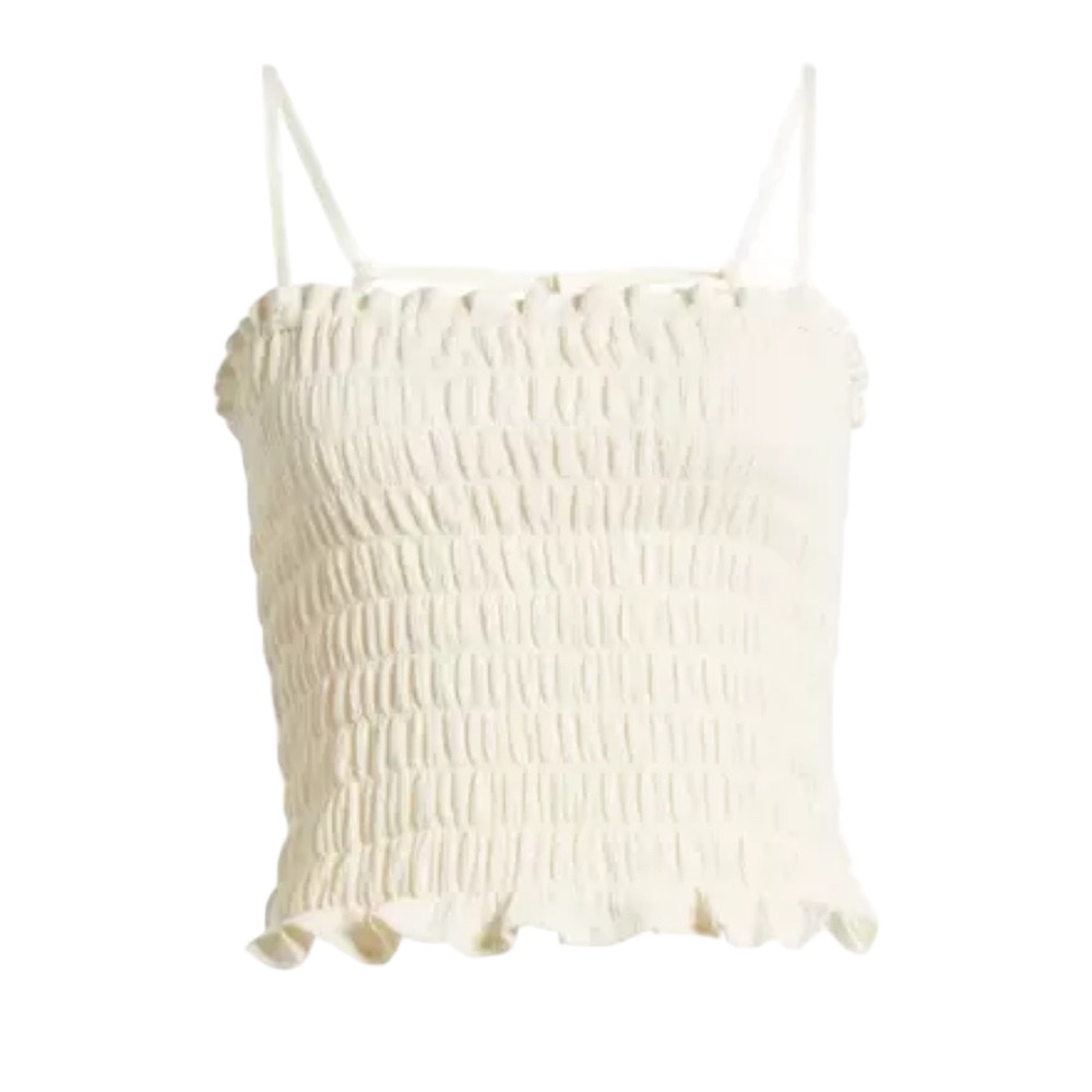 Treasure & Bond Ivory Smocked Spaghetti Strap Camisole Tank Top Shirt - Med, NWT